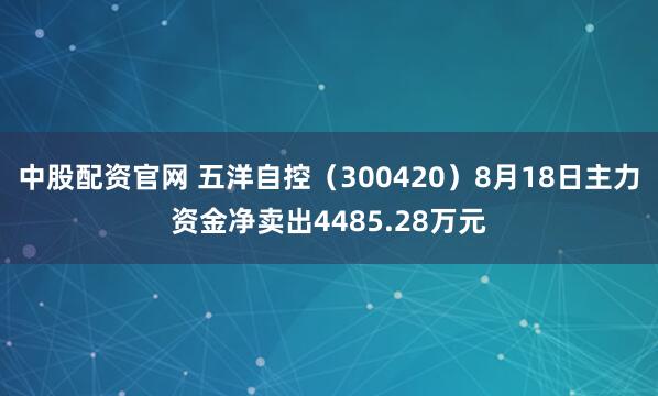 中股配资官网 五洋自控（300420）8月18日主力资金净卖出4485.28万元
